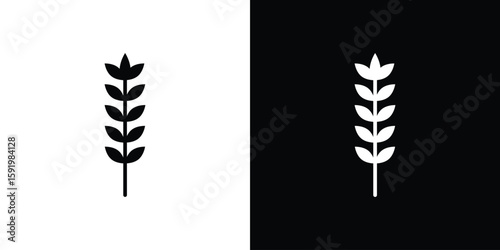 Foto Wheat icons flat vector concept. Black and white illustrations