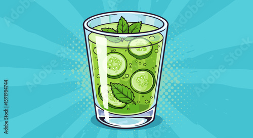 Cucumber mint drink in a glass