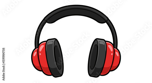 Red headphones on a white background