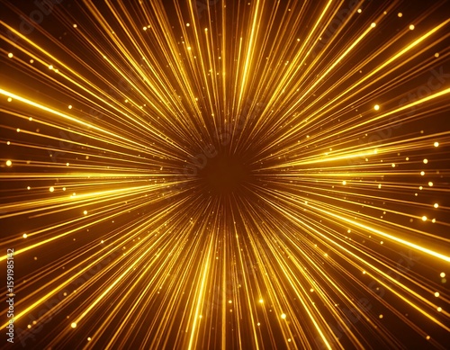 Golden radial burst with glowing lines and particles