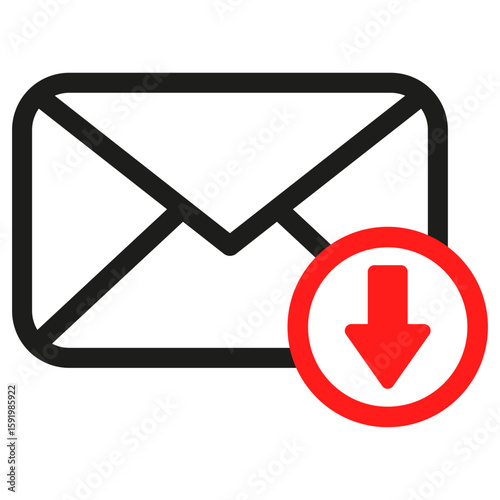 Mail download icon. Envelope arrow symbol. Receive message Vector. Bold email graphic.