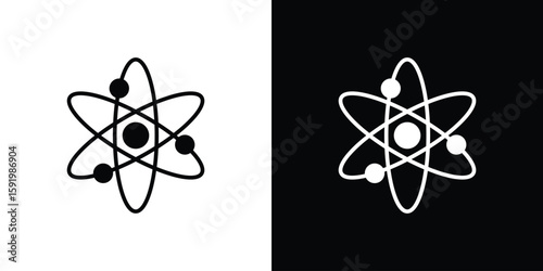 Photos Physics icons flat vector concept. Black and white illustrations