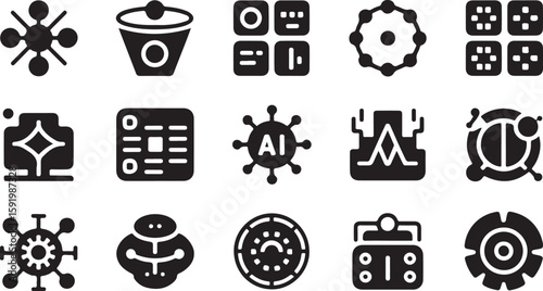 Collection of abstract scientific and technological icons science technology