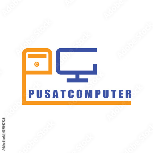 Free Download pc letter for computer store and service  logo brand icon vector design - GFXLoad