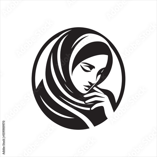 Elegant Silhouette of a Woman in a Hijab Contemplative and Serene.
