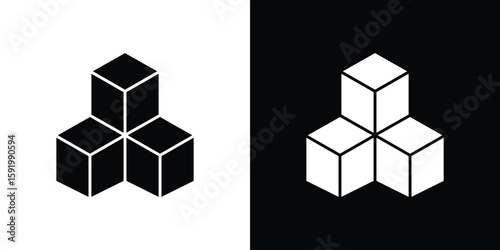 Bild auf Leinwand Cube icons flat vector concept. Black and white illustrations