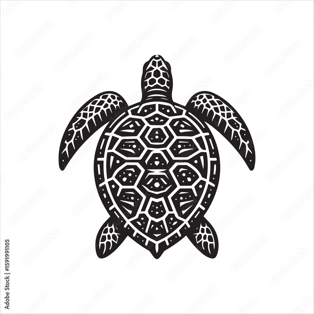 Fototapeta premium Ornate Black and White Turtle Shell Design.
