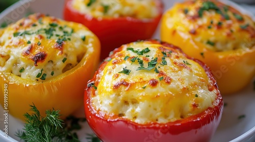 Air-Fried Stuffed Bell Peppers Deliciously Topped