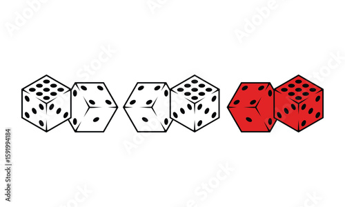 Pair casino dice transparent background vector illustration