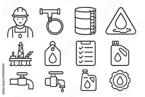 Oil and gas line icon set. industry, energy collection in linear style