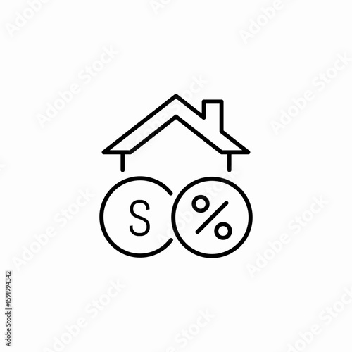 housing sale percentage icon sign vector