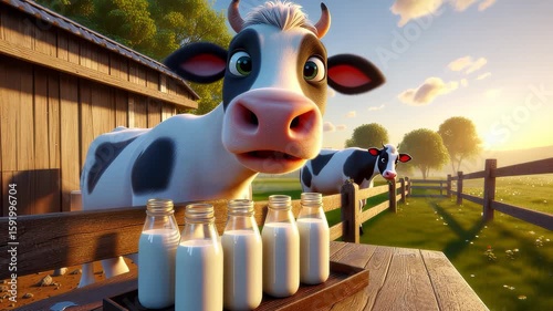 baby cartoon cows on farm 