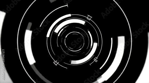 Minimalist Interface Animation with Rotating Clean Circles and Lines