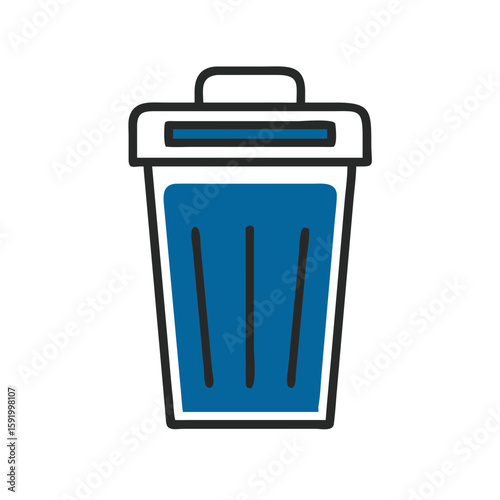 Modern blue trash can with lid  