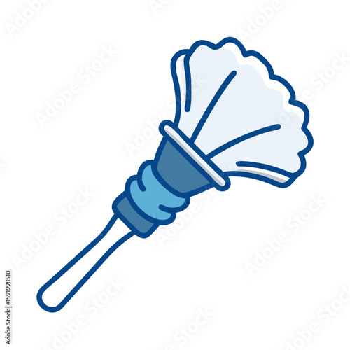 Cleaning duster icon in flat design with blue accents  