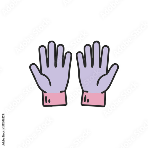 Colorful rubber gloves with two open hands 