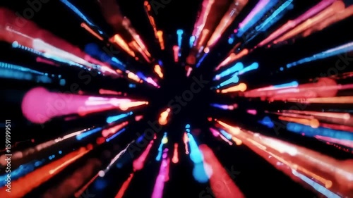 Seamless Loop of Glowing Abstract Data Stream in Digital Space