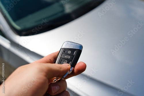 Unlocking a Silver Car with Remote Key Fob