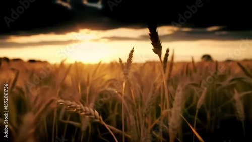 Timelapse of Golden Wheat Field at Sunset with Cinematic Lighting