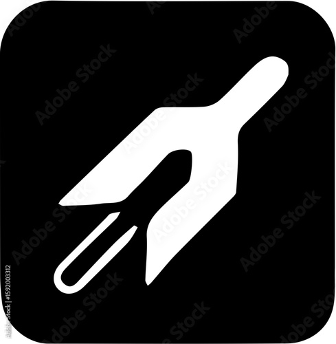 simplified jet or rocket icon in white on black rounded square