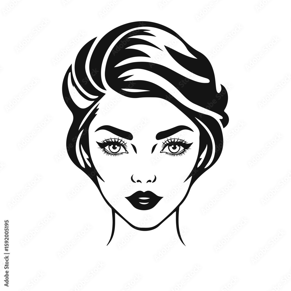 Elegant woman silhouette, beauty salon logo, lady face outline, stylish girl head design Elegant woman silhouette, beauty salon logo, lady face outline, stylish girl head design