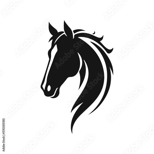 Horse head silhouette, horse head logo, animal emblem, horse symbol, vector illustration	