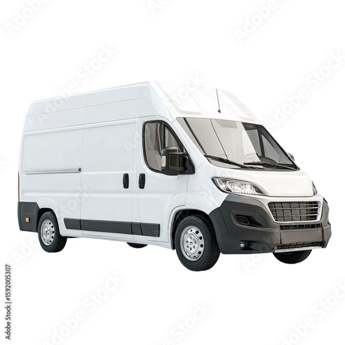  A white delivery van [ Transparent Background PNG].