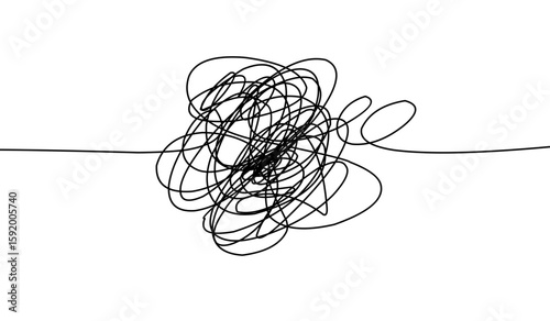Tangled Lines and Chaotic Scribbles on a Bright white Backdrop