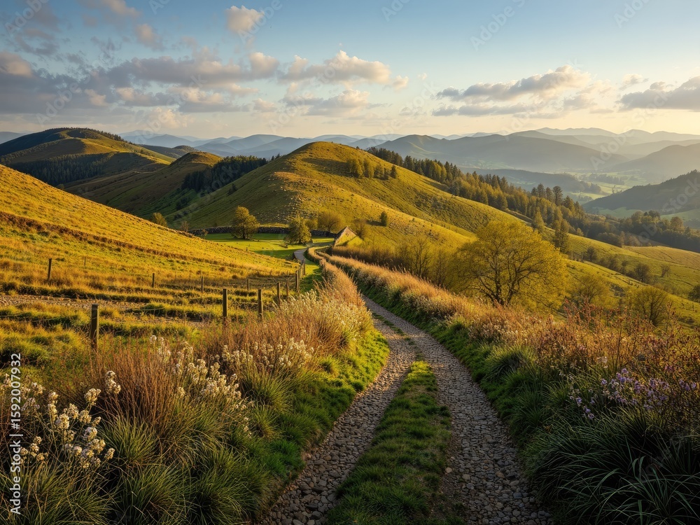 Naklejka premium Hiking Trail to Malvern Hills, Castlemorton