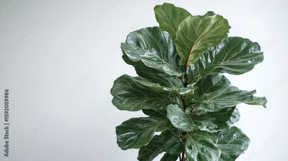 Fototapeta premium Ficus Lyrata Plant in Pot Against Plain Wall