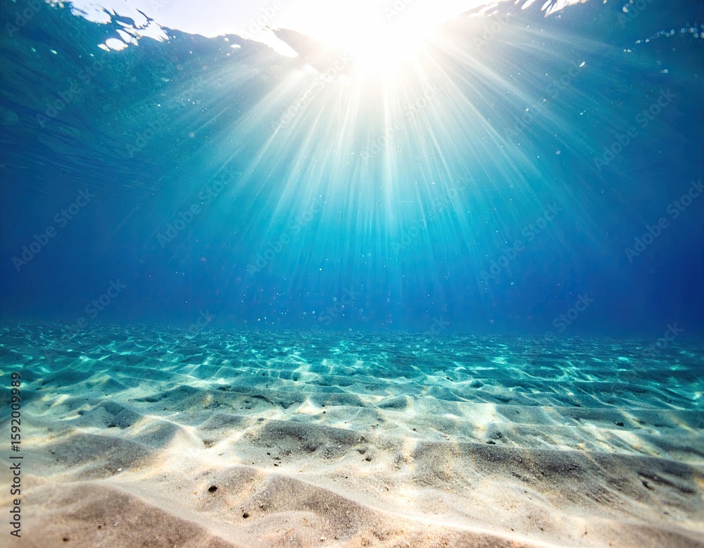 Obraz premium Sunbeams pierce the ocean floor