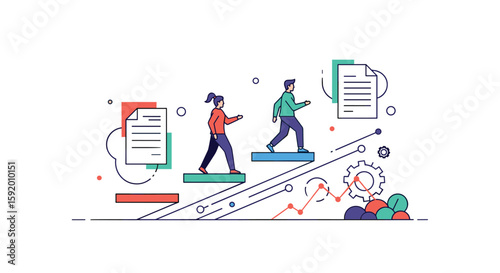 Ascending steps upward movement towards career growth and progress