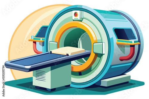Illustration of an MRI Machine Medical Technology and Diagnostic Equipment