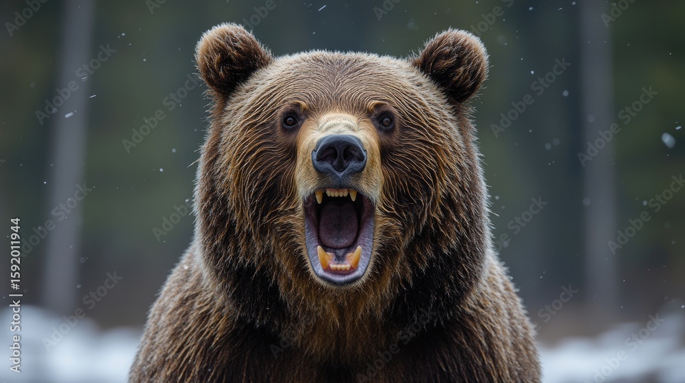 Obraz premium Grizzly Bear Growling, Showing Teeth