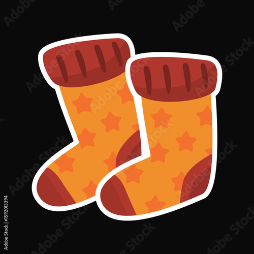 Back to school vibes with cozy orange star patterned socks perfect for autumn season. Ideal for fall fashion and school related designs.