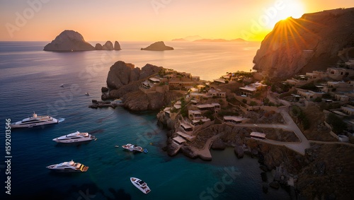 Aerial View of Las Cruces, Los Cabos, Baja California Sur, Mexico at Sunset