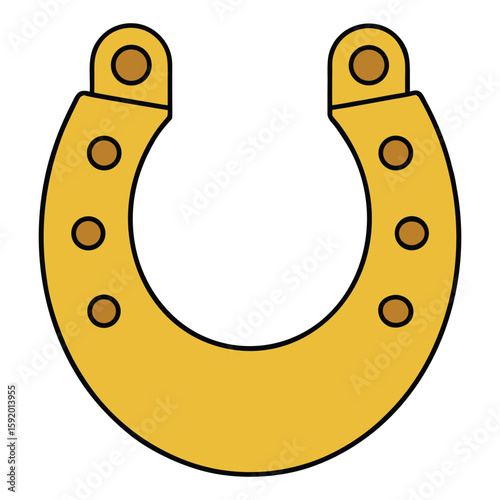 A shiny gold horseshoe symbolizing luck and prosperity, often used as a charm or decor. Its polished surface gleams with elegance and timeless tradition.
