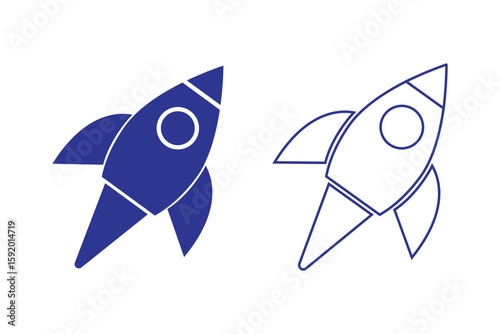 Startup icon line art, vector set. Rocket icon. Rocket launched icon vector. EPS 10