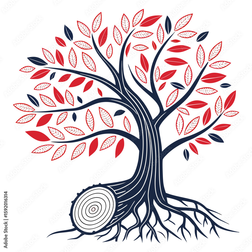 Obraz premium stylized tree roots and trunk
