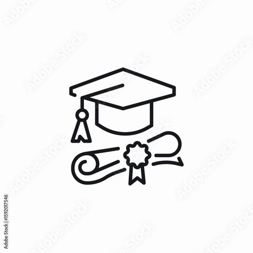 degree graduate hat icon sign vector