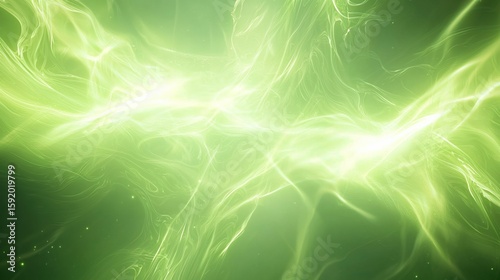 Abstract Light Green Energy Flow Background with Bright Glowing Center