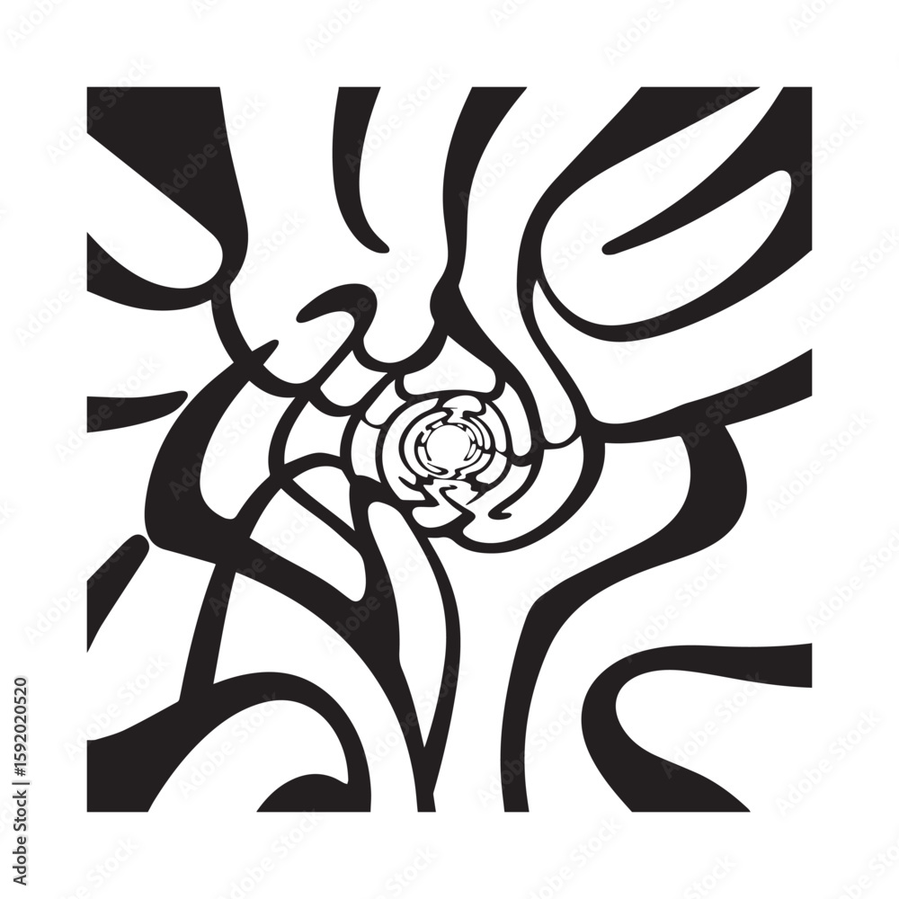 Swirling black and white abstract pattern creates a mesmerizing optical illusion background Swirling black and white abstract pattern creates a mesmerizing optical illusion background