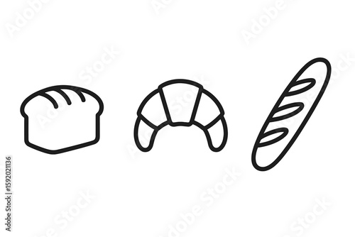 Out icon : bread loaf croissant baguette perfect icons style isolated transparent