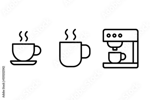 Out icon : coffee cup tea mug espresso machine perfect icons style isolated transparent