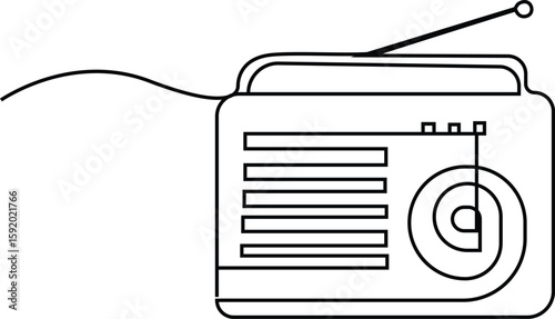 Single line radio icon outline isolated on a transparent background. best for poster design icon sign vector sketch freehand outline hand drawn picture sketchy illustration