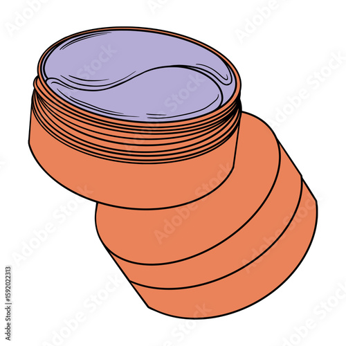 Under Eye Patches in the jar. Skincare, Moisturizing, hydrogel. Face mask. Hand drawn colorful digital illustration. Sticker for printing. High resolution. Vector EPS10 and IPG