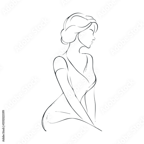 Elegant female silhouette design for art and print projects