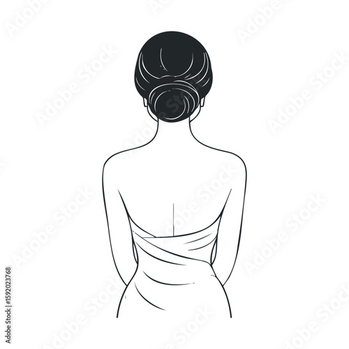 Elegant woman with a stylish updo hairstyle and back view design