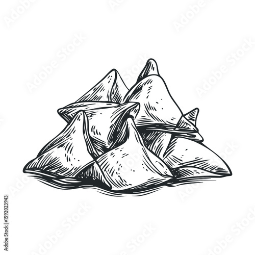Delicious samosas piled up ready for a tasty treat