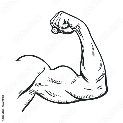 Strong muscular arm flexing in a display of strength and fitness
